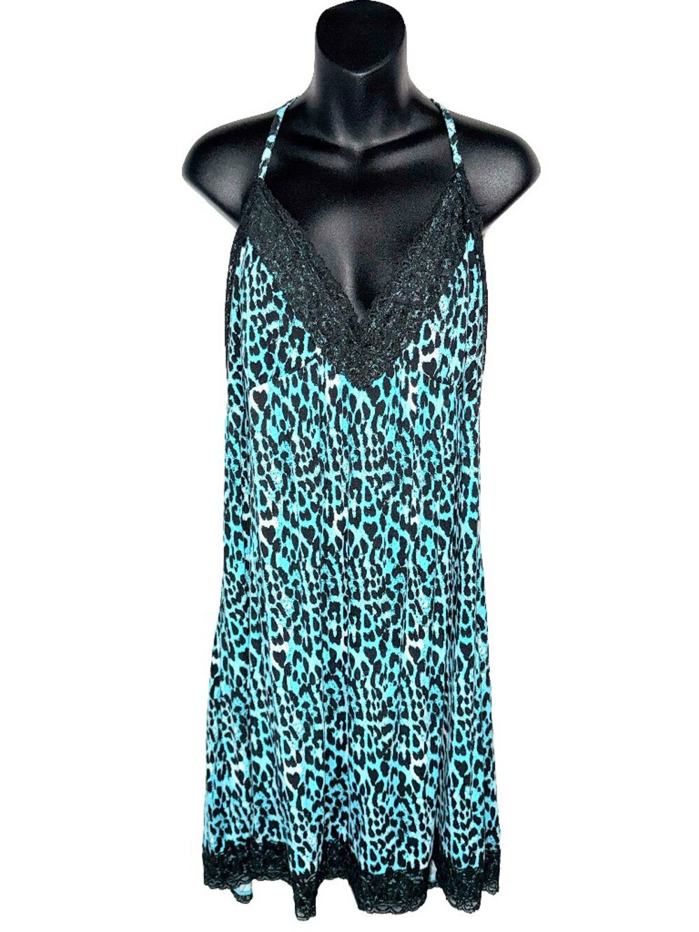 George Teal Leopard Print Slip Dress Size Women's 3X
